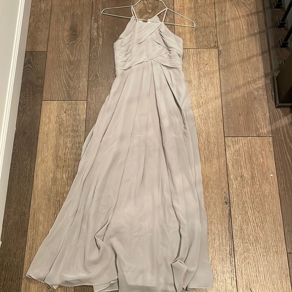 Azazie bridesmaid dress silver/grey long